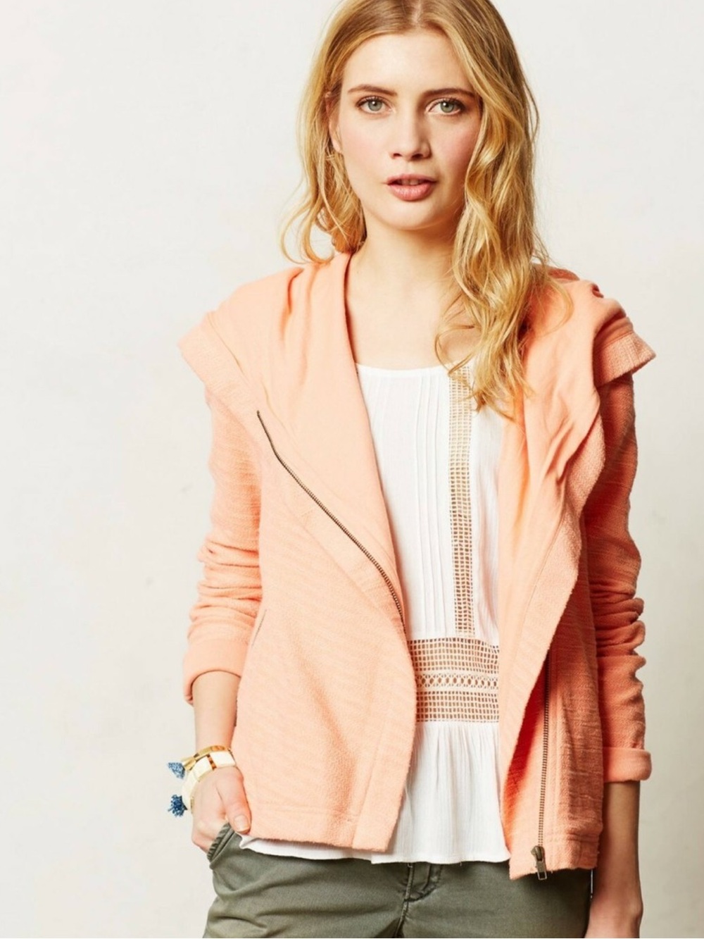 Anthropologie Saturday/Sunday Shawl Moto
Asymmetrical Jacket in Peach